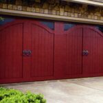 A red-colored carriage garage door in San Jose, CA